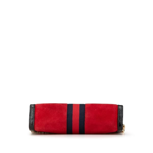 Pre-owned Gucci Small Suede Ophidia Chain Crossbody Red