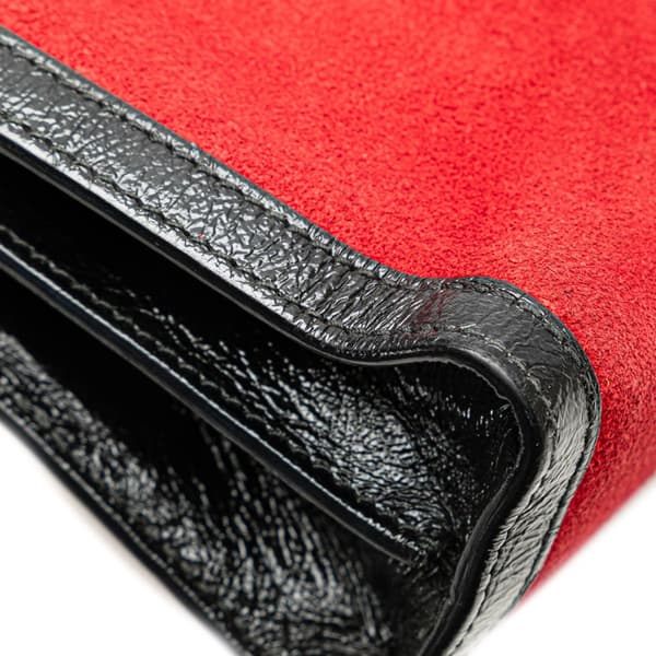 Pre-owned Gucci Small Suede Ophidia Chain Crossbody Red