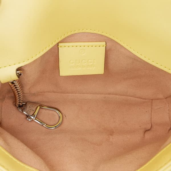 Pre-owned Gucci Super Mini GG Marmont Leather Matelasse Flap Crossbody Yellow
