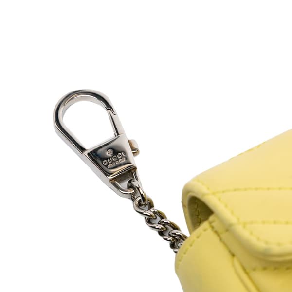 Pre-owned Gucci Super Mini GG Marmont Leather Matelasse Flap Crossbody Yellow
