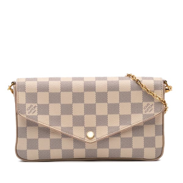 Pre-owned Louis Vuitton Damier Azur Pochette Felicie White