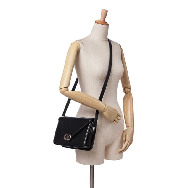 Pre-owned Valentino Small Leather Letter Crossbody Black