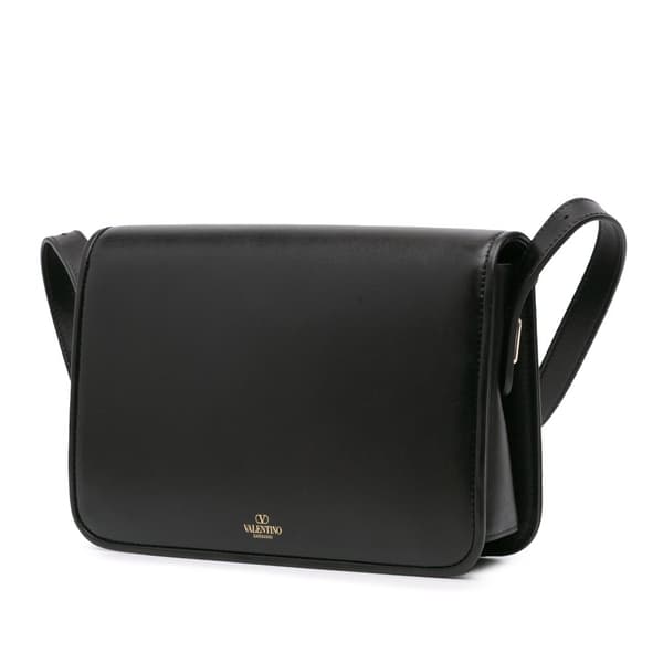 Pre-owned Valentino Small Leather Letter Crossbody Black