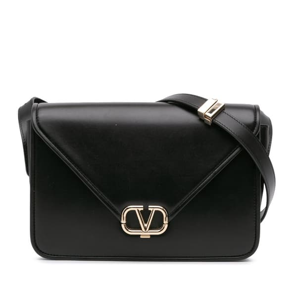 Pre-owned Valentino Small Leather Letter Crossbody Black