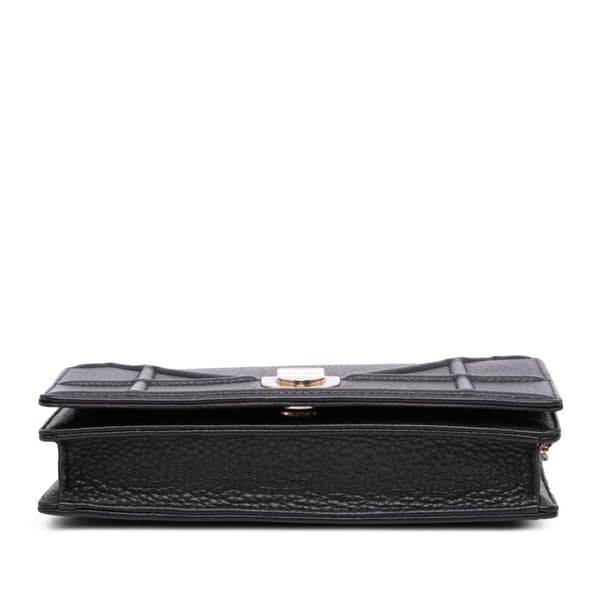 Pre-owned Dior Grained Calfskin Diorama Wallet on Chain Black
