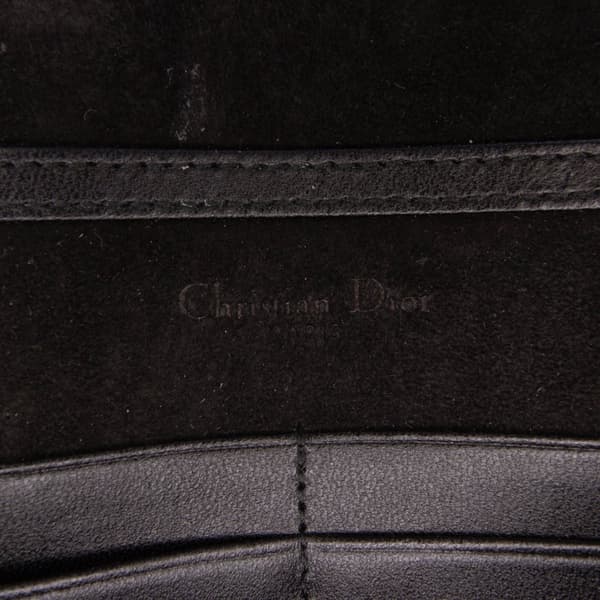 Pre-owned Dior Grained Calfskin Diorama Wallet on Chain Black