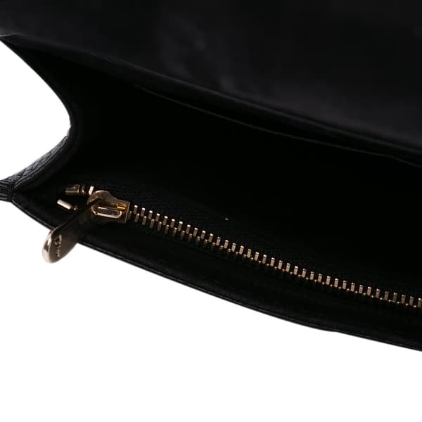 Pre-owned Dior Grained Calfskin Diorama Wallet on Chain Black