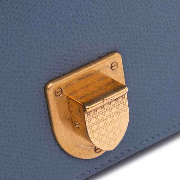 Pre-owned Dior Small Grained Calfskin Diorama Flap Blue