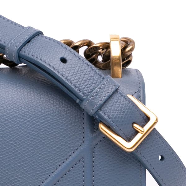 Pre-owned Dior Small Grained Calfskin Diorama Flap Blue