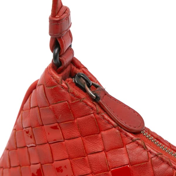 Pre-owned Bottega Veneta Nappa and Patent Intrecciato Crossbody Red