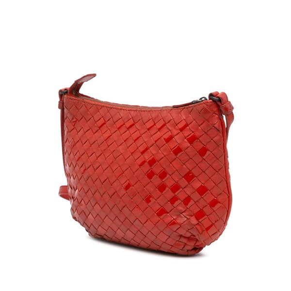 Pre-owned Bottega Veneta Nappa and Patent Intrecciato Crossbody Red