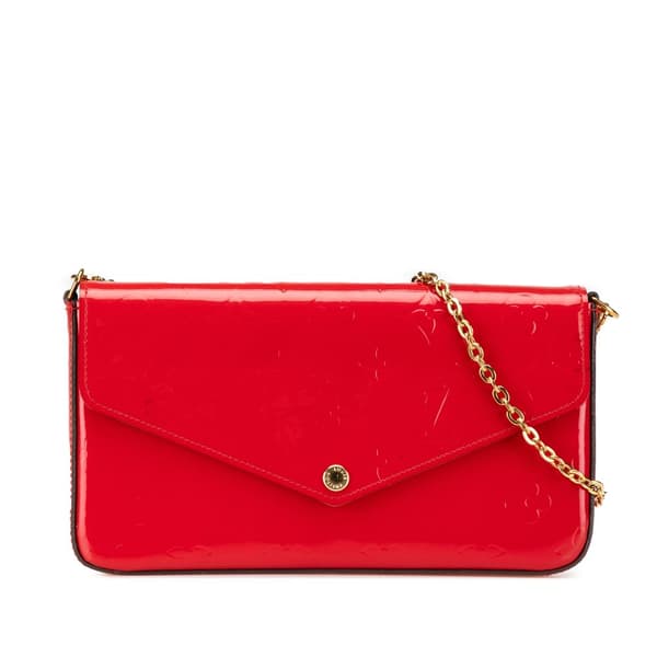 Pre-owned Louis Vuitton Monogram Vernis Pochette Felicie Red