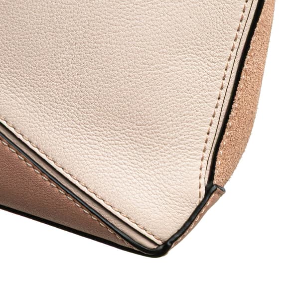 Pre-owned LOEWE Mini Leather and Suede Puzzle Crossbody Brown