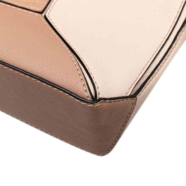 Pre-owned LOEWE Mini Leather and Suede Puzzle Crossbody Brown