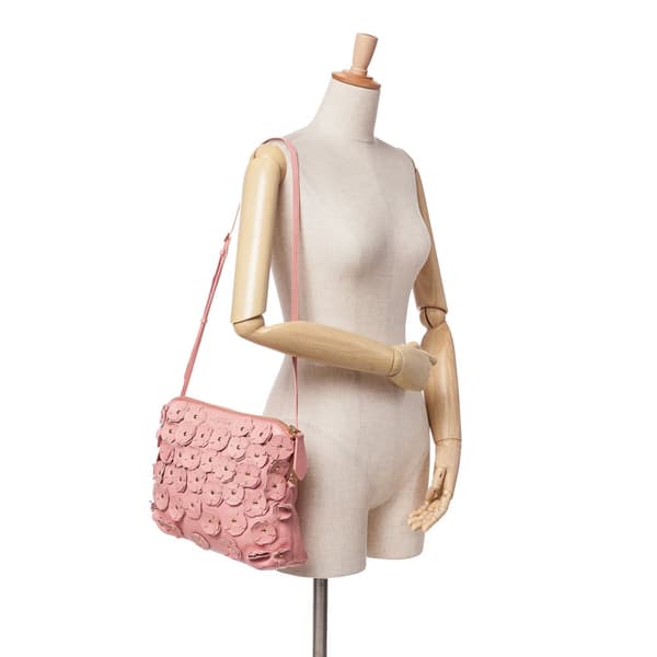 Pre-owned Burberry Leather The Petal Fold Over Crossbody Pink