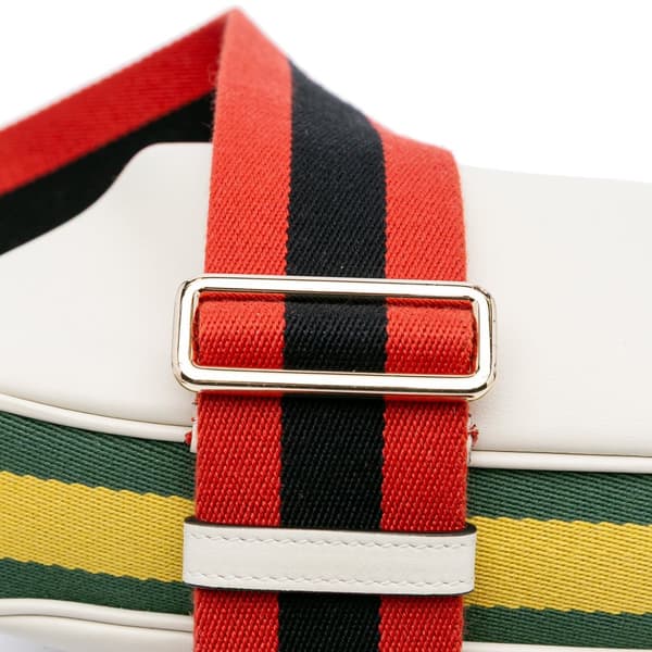 Pre-owned Gucci Small Leather Web Attache Crossbody White