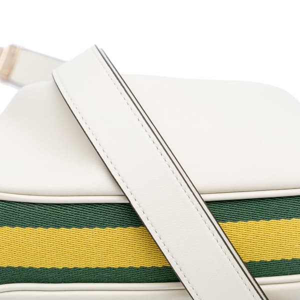 Pre-owned Gucci Small Leather Web Attache Crossbody White