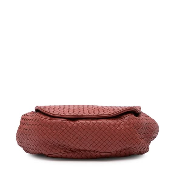 Pre-owned Bottega Veneta Nappa Intrecciato Flap Crossbody Red