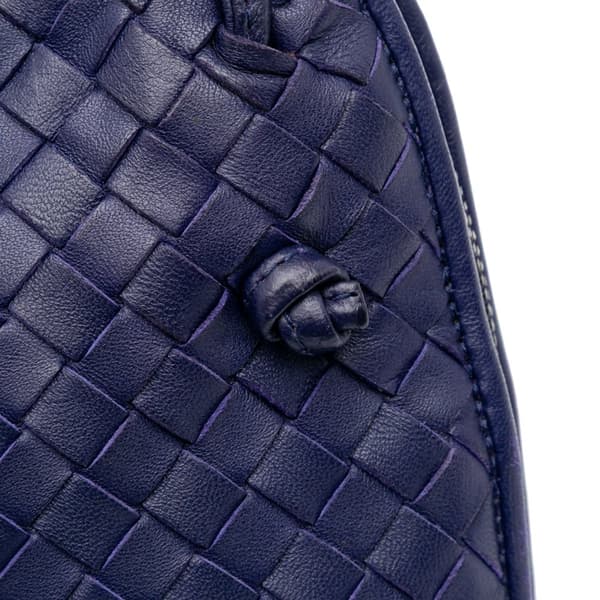 Pre-owned Bottega Veneta Medium Nappa Intrecciato Nodini Crossbody Blue