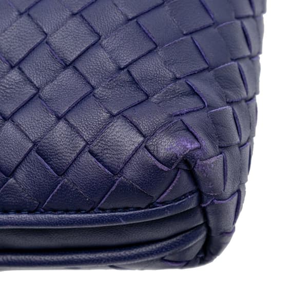 Pre-owned Bottega Veneta Medium Nappa Intrecciato Nodini Crossbody Blue