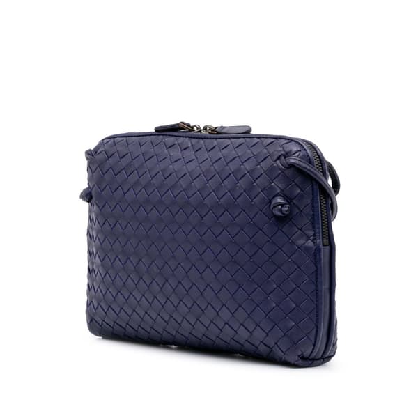 Pre-owned Bottega Veneta Medium Nappa Intrecciato Nodini Crossbody Blue
