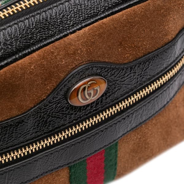 Pre-owned Gucci Mini Suede Ophidia Crossbody Brown