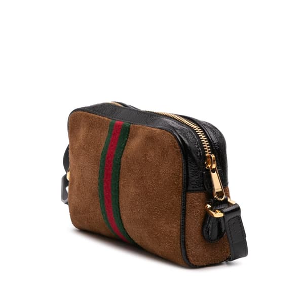 Pre-owned Gucci Mini Suede Ophidia Crossbody Brown