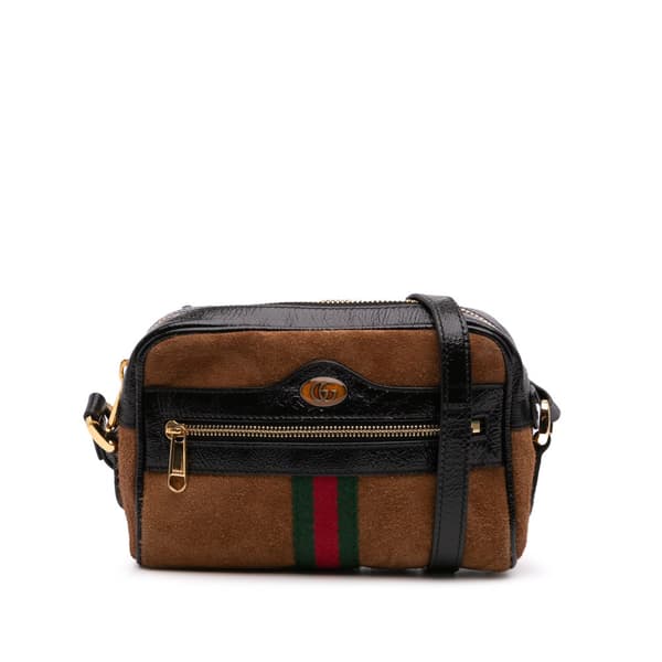 Pre-owned Gucci Mini Suede Ophidia Crossbody Brown