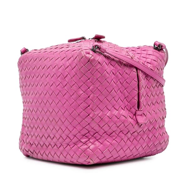 Pre-owned Bottega Veneta Nappa Intrecciato Cube Crossbody Pink