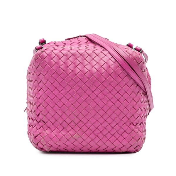 Pre-owned Bottega Veneta Nappa Intrecciato Cube Crossbody Pink