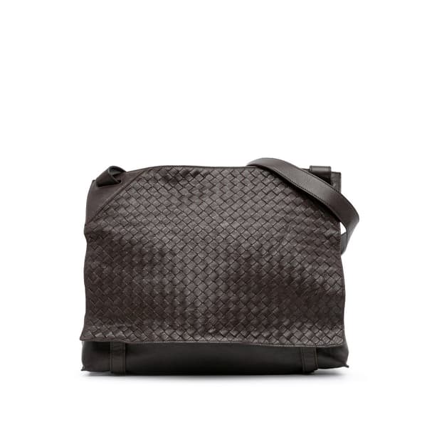 Pre-owned Bottega Veneta Leather Intrecciato Crossbody Brown