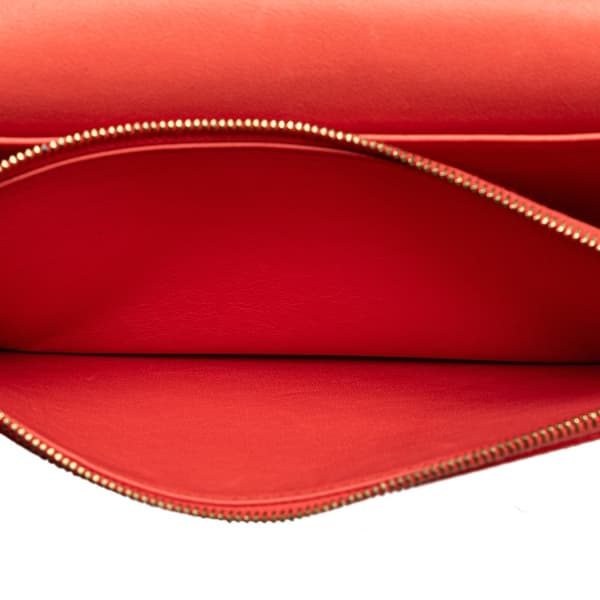 Pre-owned Celine Frame Leather Wallet on Chain Orange