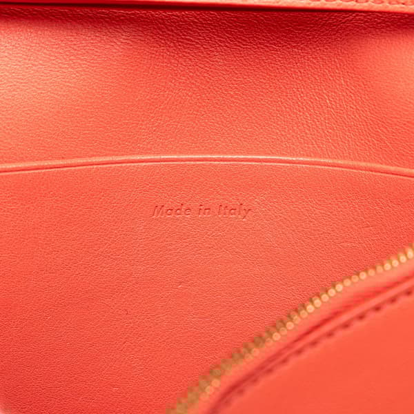 Pre-owned Celine Frame Leather Wallet on Chain Orange