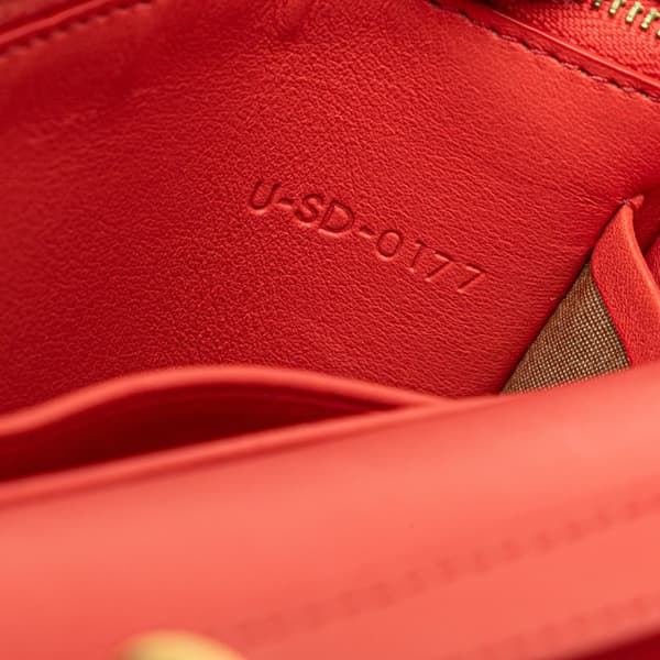 Pre-owned Celine Frame Leather Wallet on Chain Orange