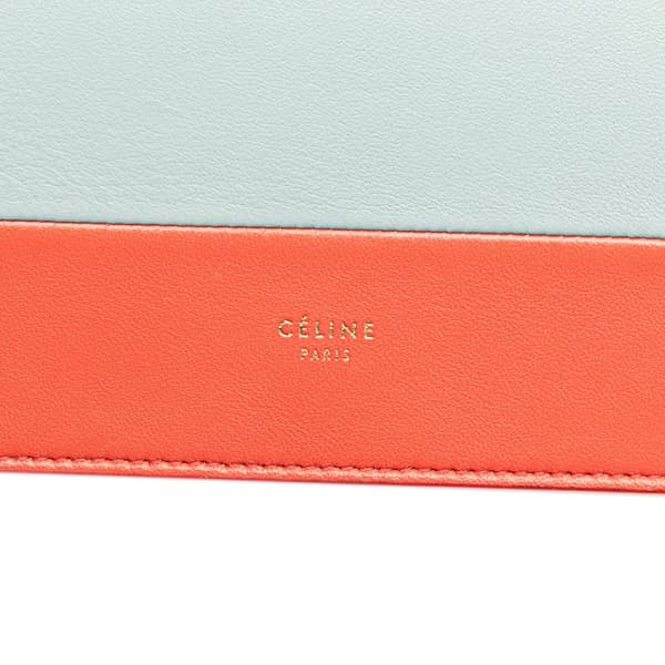 Pre-owned Celine Frame Leather Wallet on Chain Orange
