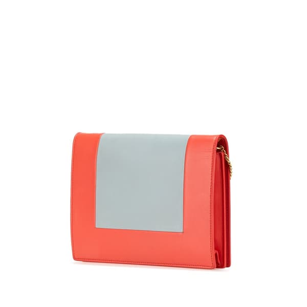 Pre-owned Celine Frame Leather Wallet on Chain Orange