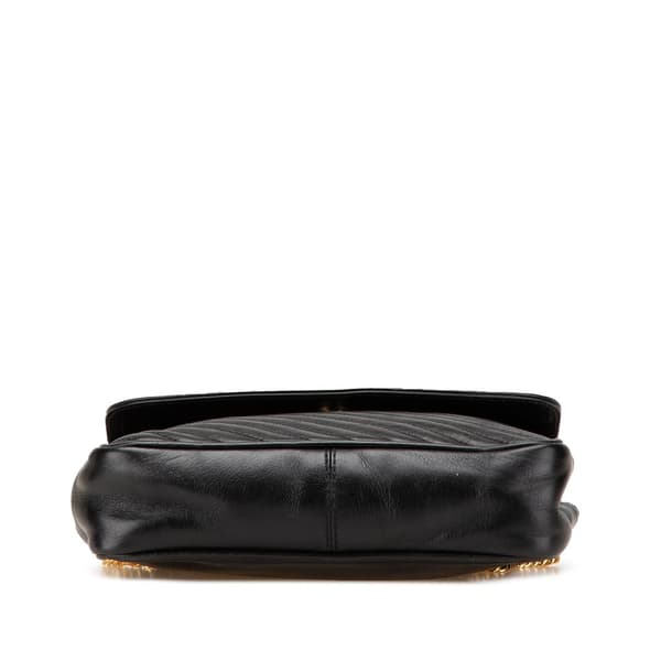 Pre-owned Celine Leather Triomphe Chain Crossbody Black