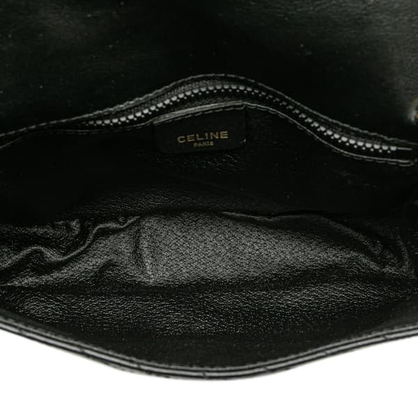 Pre-owned Celine Leather Triomphe Chain Crossbody Black