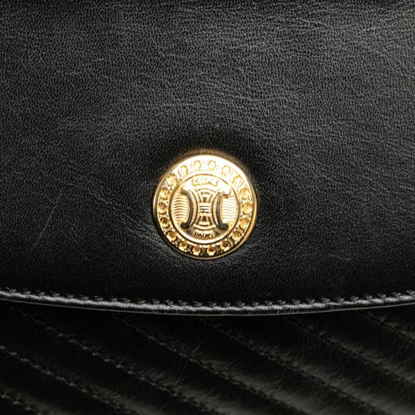 Pre-owned Celine Leather Triomphe Chain Crossbody Black