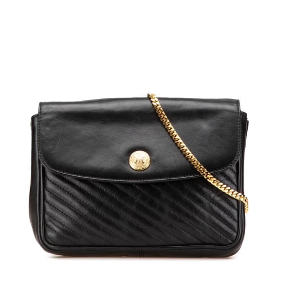 Pre-owned Celine Leather Triomphe Chain Crossbody Black