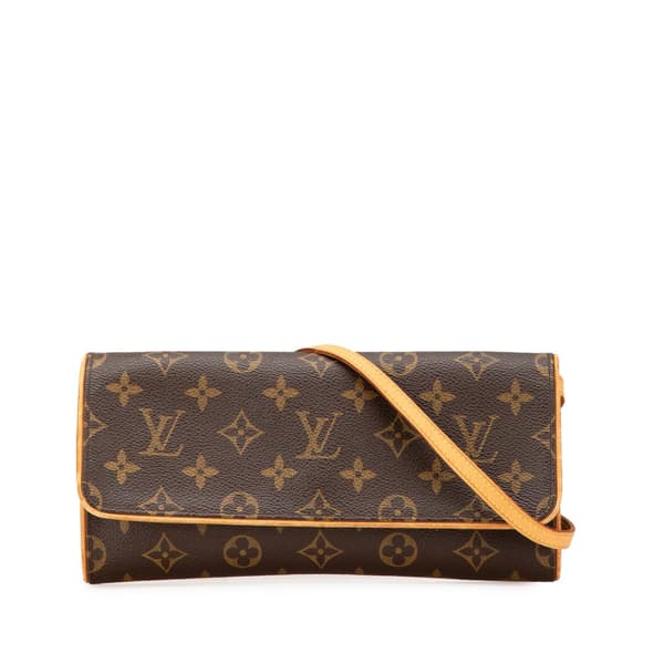 Pre-owned Louis Vuitton Monogram Pochette Twin GM Brown