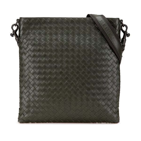 Pre-owned Bottega Veneta Leather Intrecciato Crossbody Green
