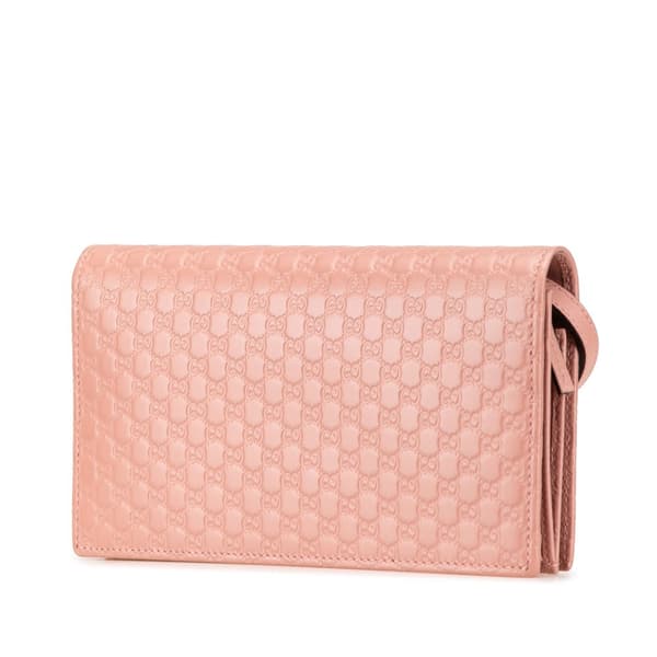Pre-owned Gucci Microguccissima Wallet on Strap Pink