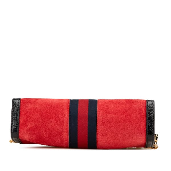 Pre-owned Gucci Small Suede Ophidia Chain Crossbody Red