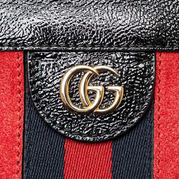 Pre-owned Gucci Small Suede Ophidia Chain Crossbody Red