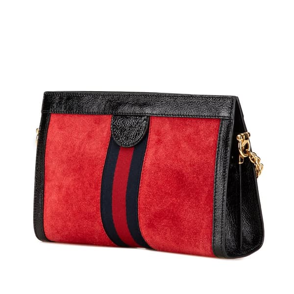 Pre-owned Gucci Small Suede Ophidia Chain Crossbody Red