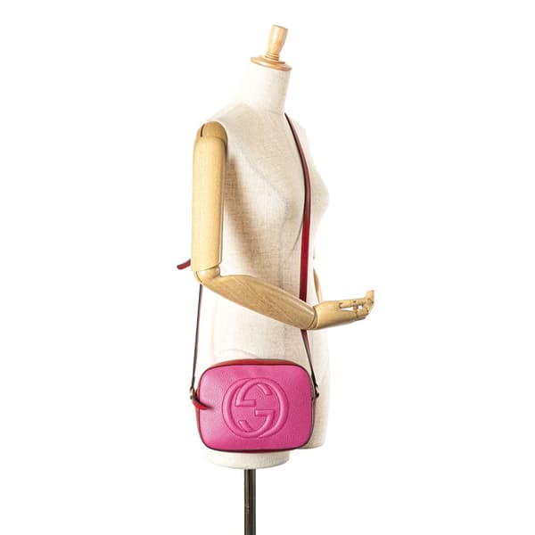 Pre-owned Gucci Small Bicolor Leather Soho Disco Crossbody Pink