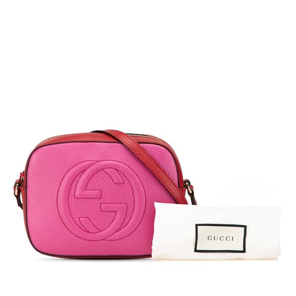 Pre-owned Gucci Small Bicolor Leather Soho Disco Crossbody Pink