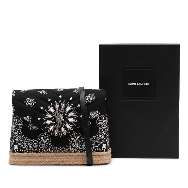 Pre-owned Saint Laurent Toy Cotton Bandana Print Loulou Crossbody Black