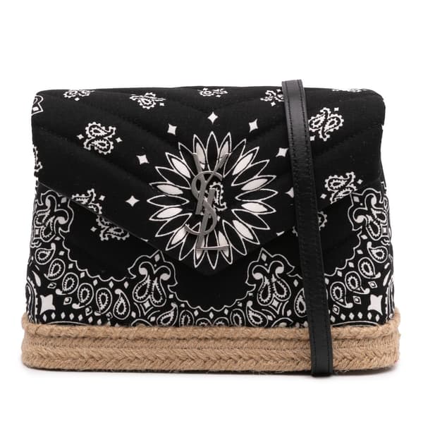 Pre-owned Saint Laurent Toy Cotton Bandana Print Loulou Crossbody Black